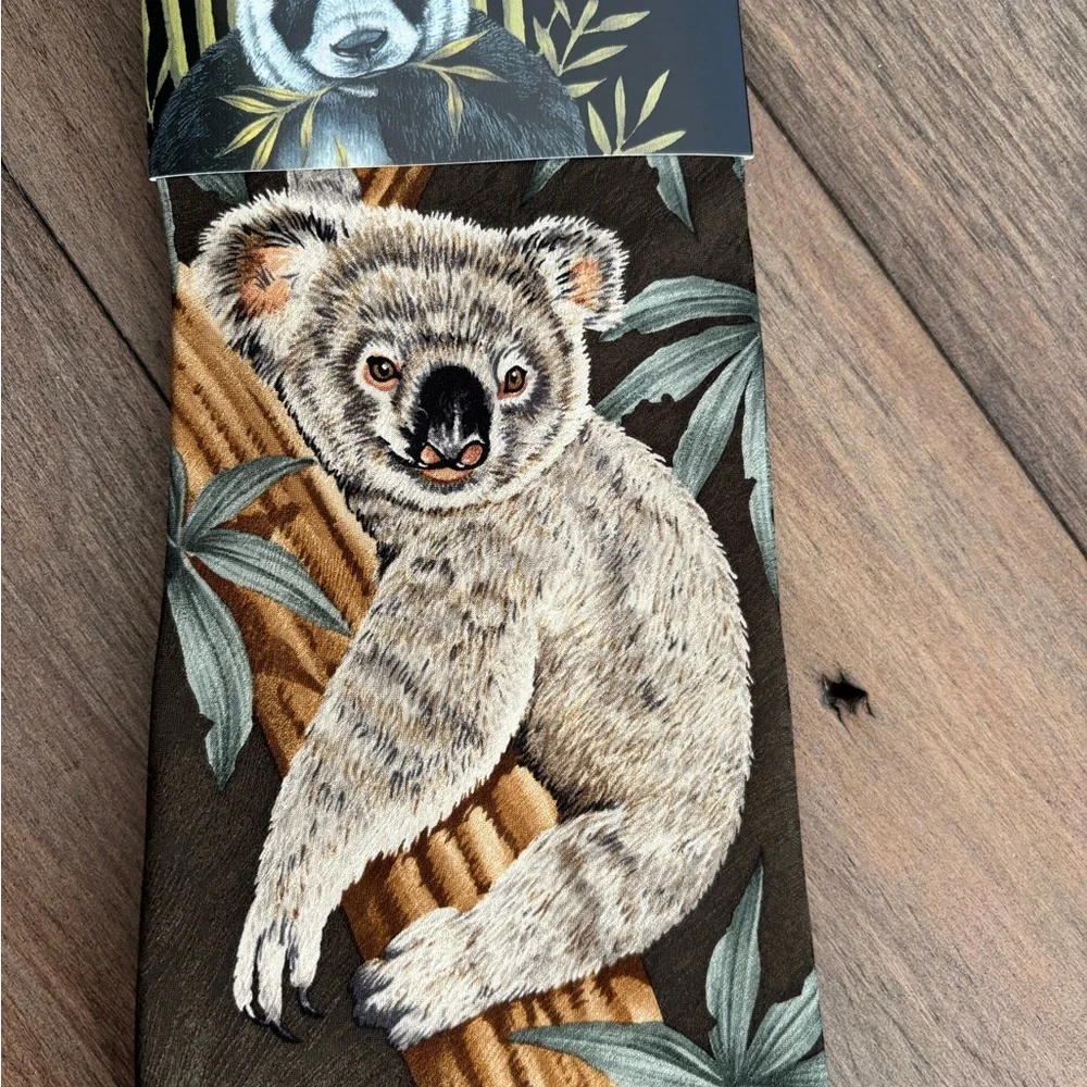 Endangered species Koala print tie and Jim Fowler autographed postcard